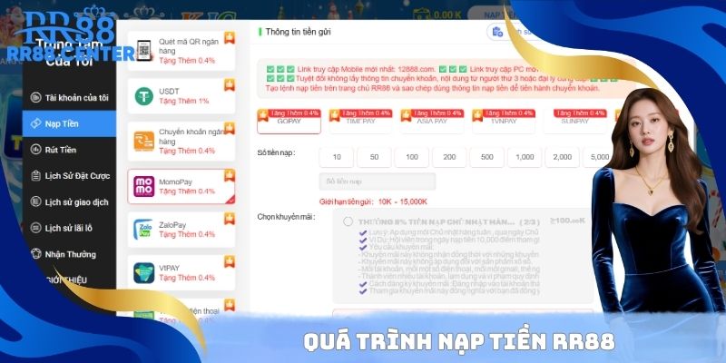 Quá trình nạp tiền RR88